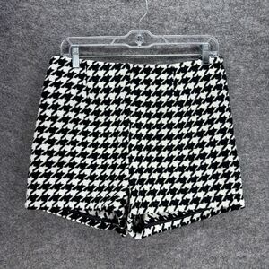 Forever 21 Shorts Women L Large Black Geometric Zipper Mid Rise Wool Chino